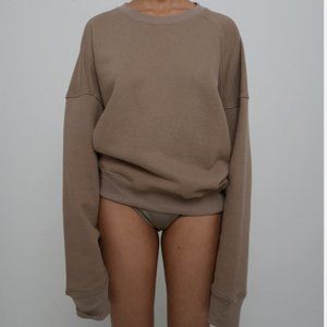 Nu Swim  Organic Cotton Smile Sweatshirt in Taupe